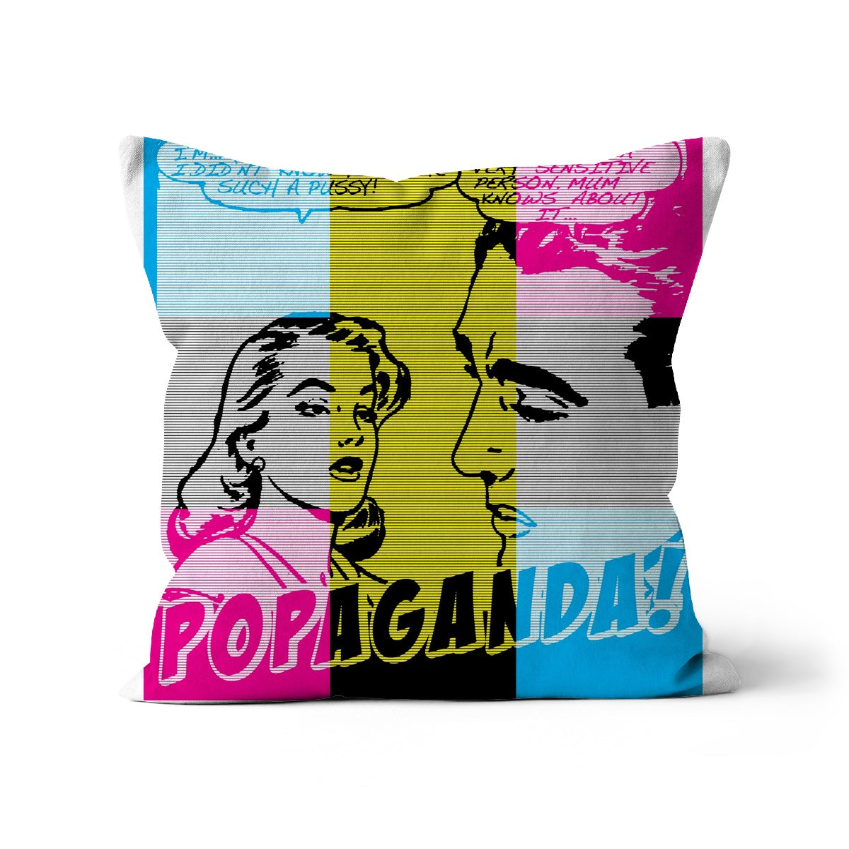 Popaganda Pop Art Vintage Comics 01 CMYK Cushion Pimamour Exclusive Sarcastic & Ironic Lichtenstein-Like Design Pimamour