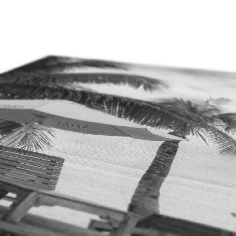 01A The lonely pool, the hidden beach and the palm tree - Black & White fine art photography print - Printed on   Eco Canvas Pimamour Original Pimamour