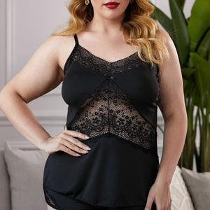 Lace Insert Plus Size Pajamas Set Pimamour