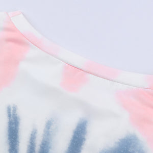 Tie-Dye Boat Neck Batwing Sleeve Tee Pimamour