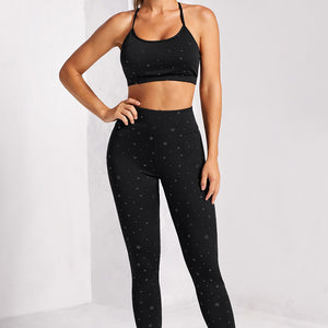 Star Print Sports Bra and Leggings Set Pimamour