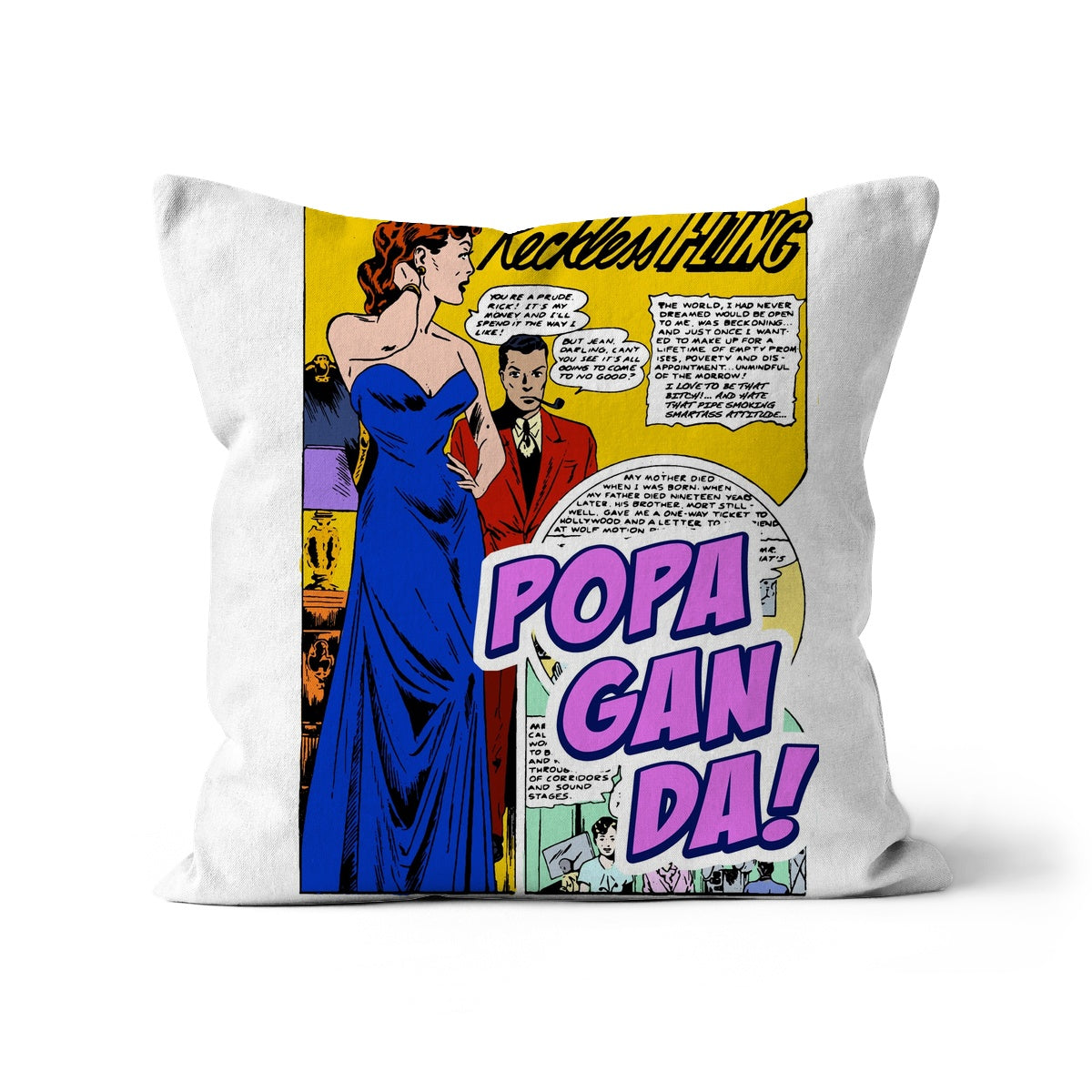 Popaganda Pop Art Vintage Comics 18 Cushion Pimamour Exclusive Sarcastic & Ironic Lichtenstein-Like Design Pimamour