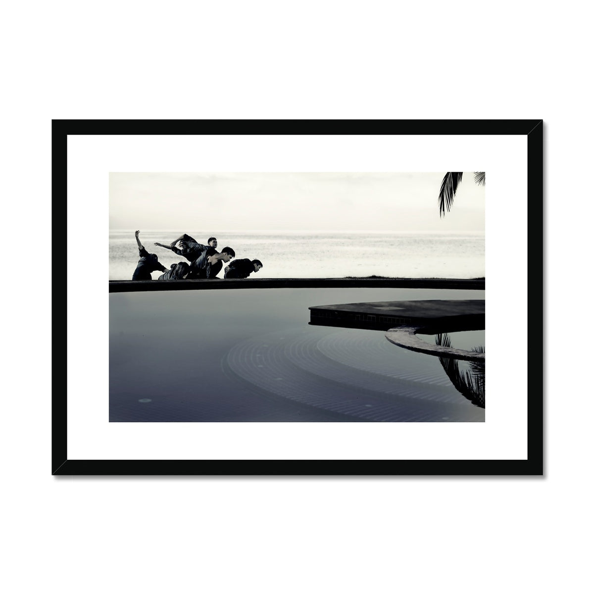 03A The lonely pool, the hidden beach and the dancers - Black & White fine art photography print - Printed on   Framed & Mounted Print Pimamour Original Pimamour