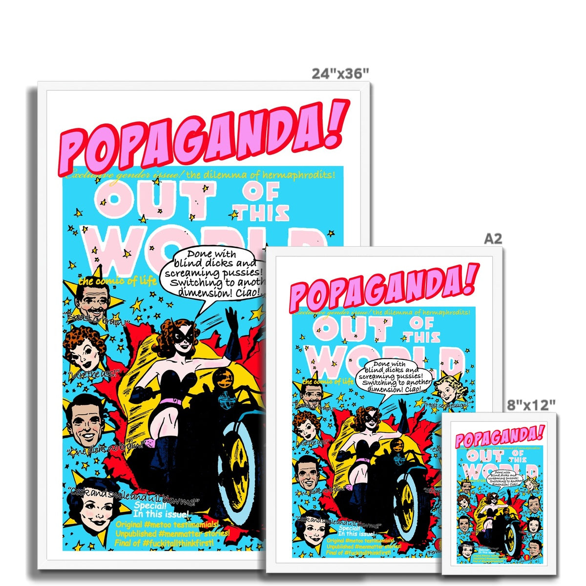 Popaganda Pop Art Vintage Comics 22 Framed Print Pimamour Exclusive Sarcastic & Ironic Lichtenstein-Like Design Pimamour