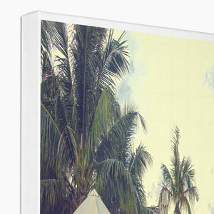 02D The lonely pool, the hidden beach and the palm tree - Color fine art photography print - Printed on  Eco Canvas Pimamour Original Pimamour