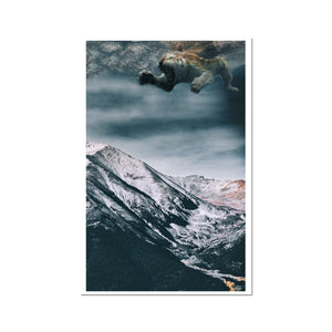 04 - Surreal dreamy poster of the swimming tiger in the sky over the mountain Color Photo Art Print Pimamour Original Pimamour