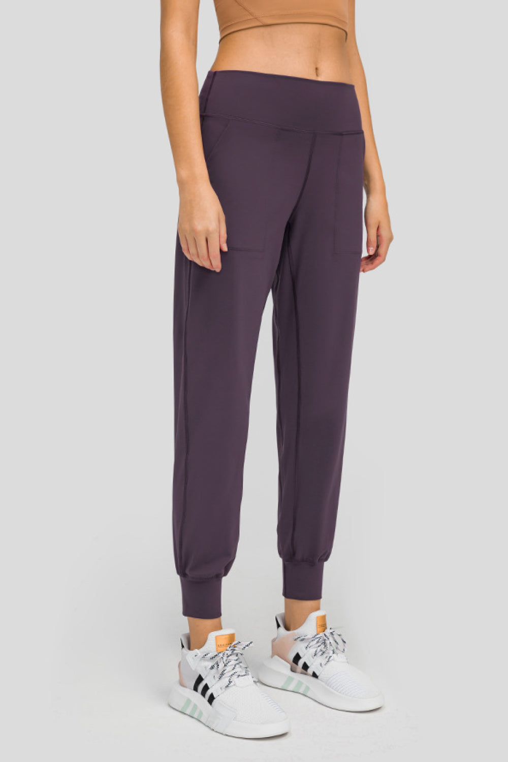 Wide Waistband Slant Pocket Pants Pimamour