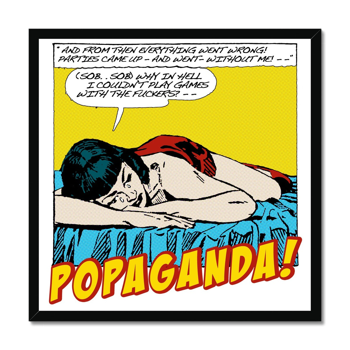 Popaganda Pop Art Vintage Comics 10 Framed Print Pimamour Exclusive Sarcastic & Ironic Lichtenstein-Like Design Pimamour