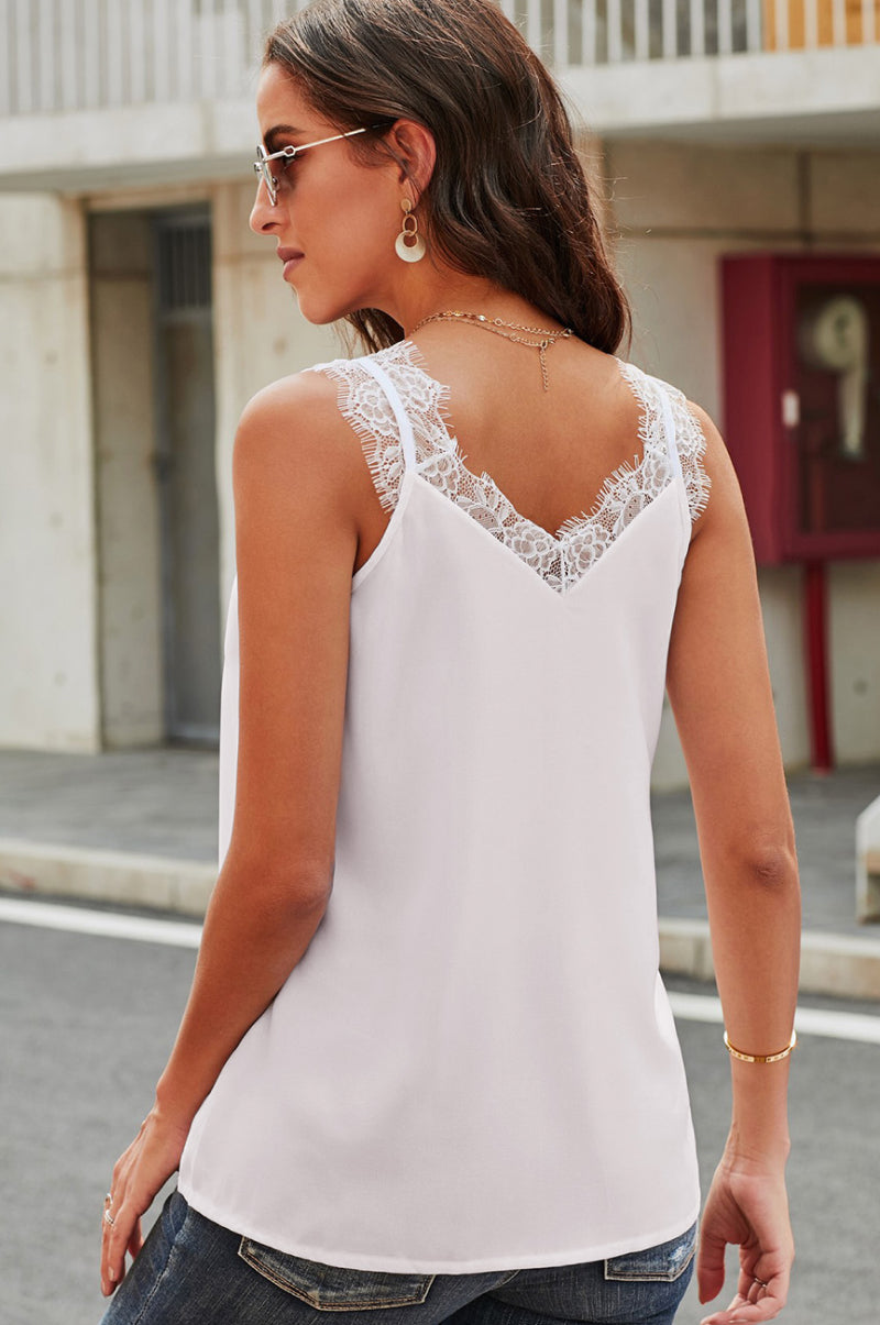 V-Neck Lace Tank Top Pimamour