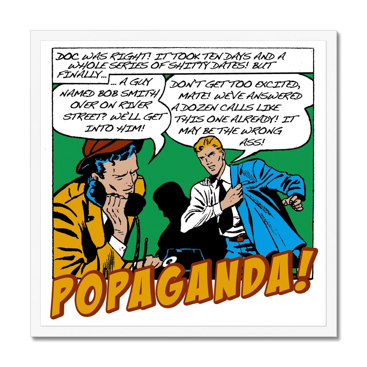 Popaganda Pop Art Vintage Comics 17 Framed Print Pimamour Exclusive Sarcastic & Ironic Lichtenstein-Like Design Pimamour