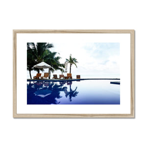 02A The lonely pool, the hidden beach and the palm tree - Dreamy colors fine art photography print - Printed on  Framed & Mounted Print Pimamour Original Pimamour