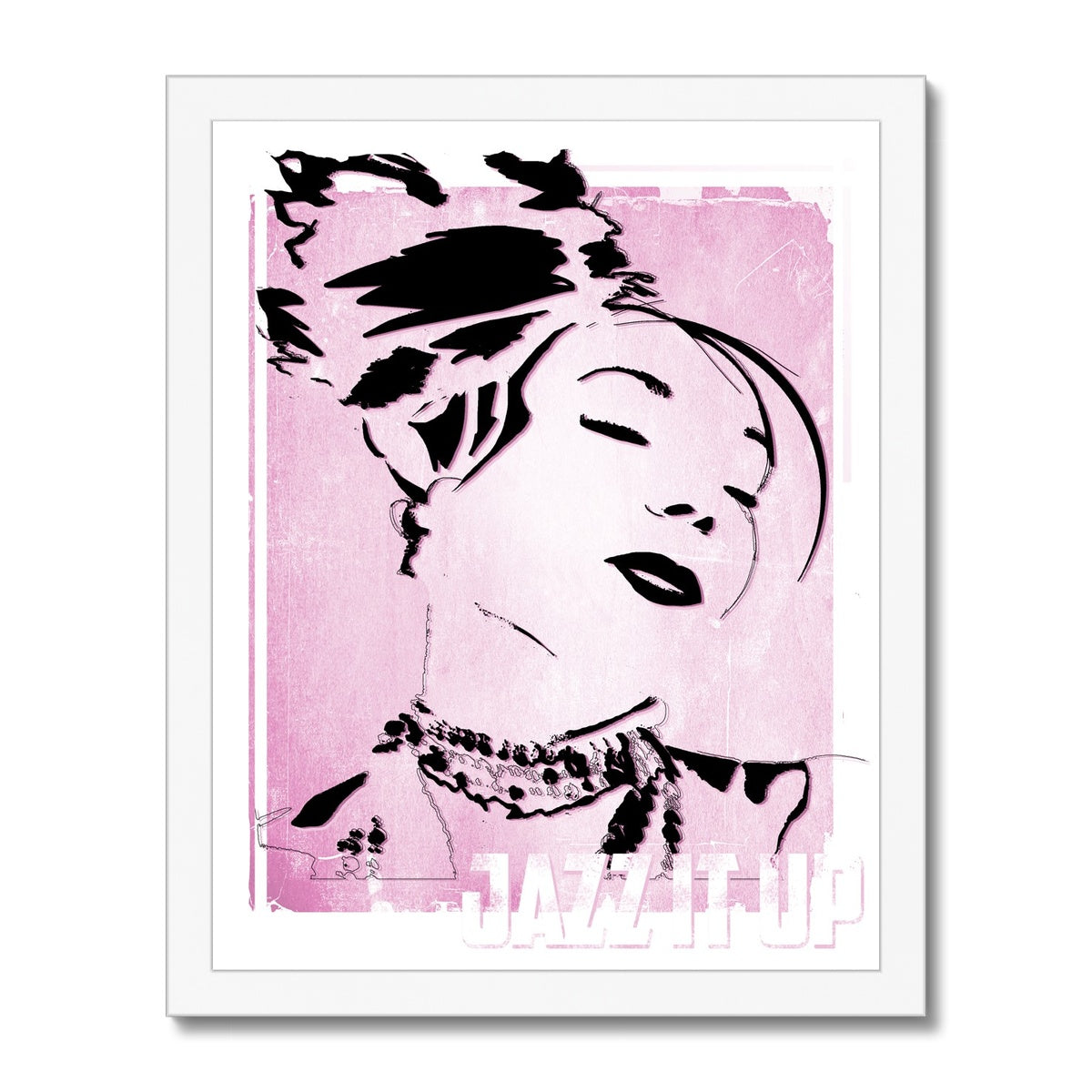 01 Pink Jazz It Up Framed Print Pimamour Exclusive Lady Jazz Singer Music Poster Art Pimamour