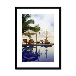 01B The lonely pool, the hidden beach and the palm tree - Toned colors fine art photography print - Printed on     Framed & Mounted Print Pimamour Original Pimamour