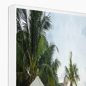 02F The lonely pool, the hidden beach and the palm tree - Cold colors fine art photography print - Printed on  Eco Canvas Pimamour Original Pimamour