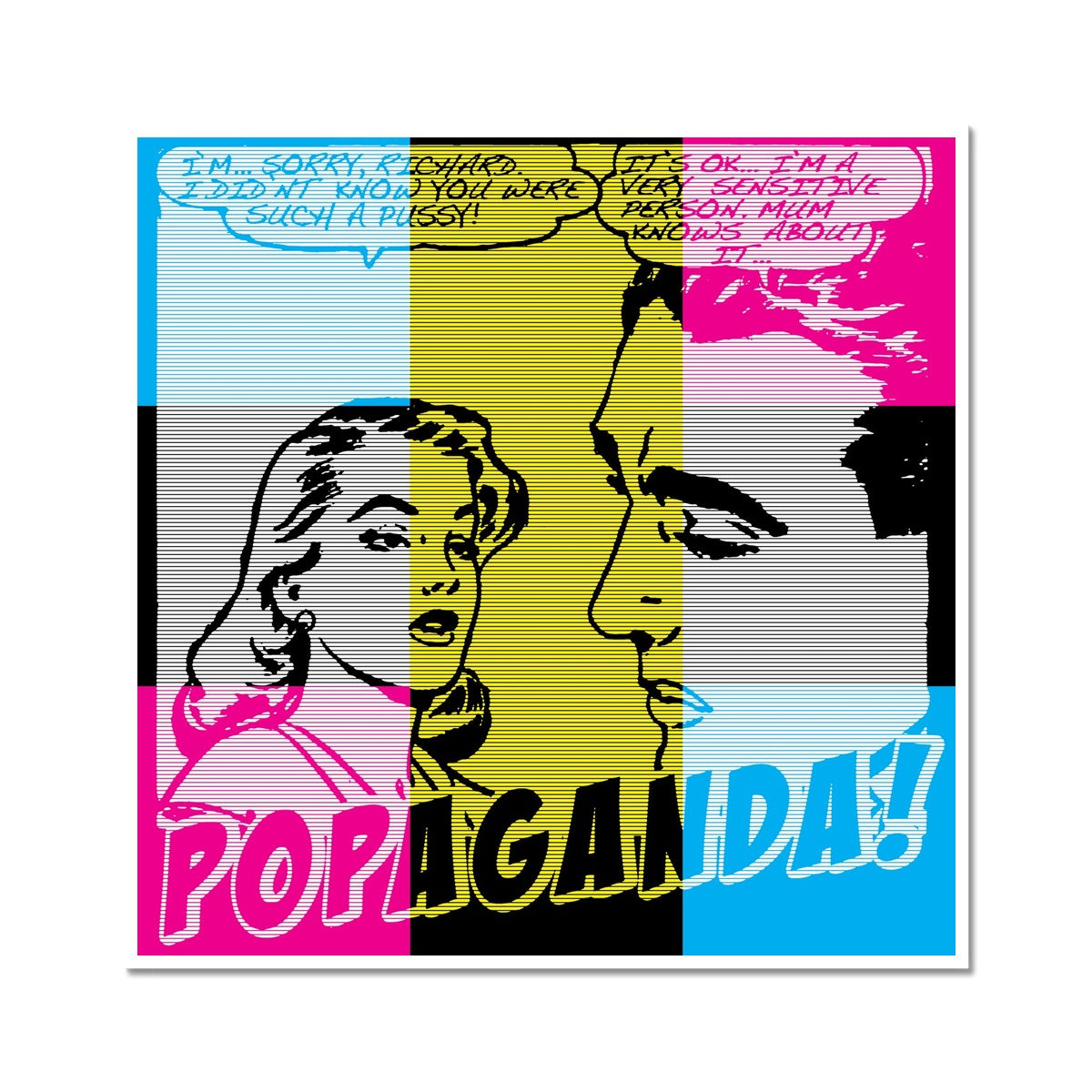 Popaganda Pop Art Vintage Comics 01 CMYK Fine Art Print Pimamour Exclusive Sarcastic & Ironic Lichtenstein-Like Design Pimamour