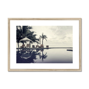 02B The lonely pool, the hidden beach and the palm tree - Faded colors Fine art photography print - Printed on  Framed & Mounted Print Pimamour Original Pimamour