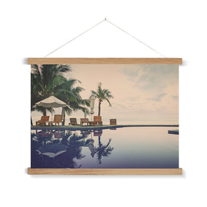 02C The lonely pool, the hidden beach and the palm tree - Vintage colors fine art photography print - Printed on  Fine Art Print with Hanger Pimamour Original Pimamour