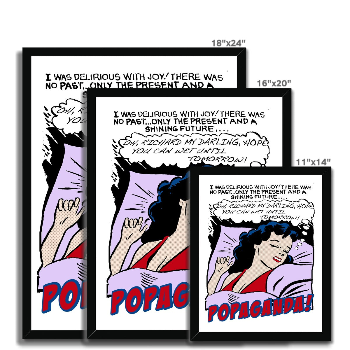 Popaganda Pop Art Vintage Comics 05 Framed Print Pimamour Exclusive Sarcastic & Ironic Lichtenstein-Like Design Pimamour