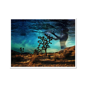 05 - Surreal dreamy poster of the protecting girl / goddess floating in the sky over the desert, wrapped in the night Color Photo Art Print Pimamour Original Pimamour