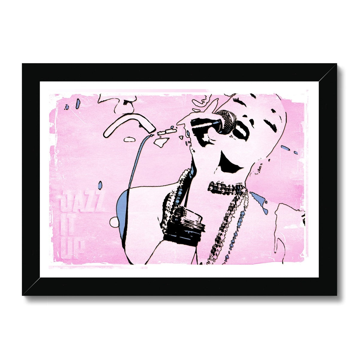 02 Pink Jazz It Up Framed Print Pimamour Exclusive Lady Jazz Singer Music Poster Art Pimamour