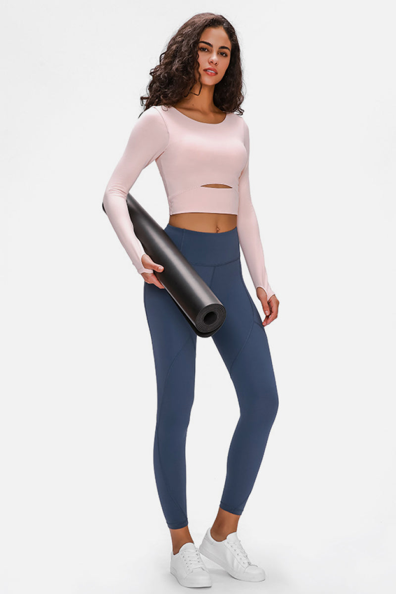 Long Sleeve Cropped Top With Sports Strap Pimamour