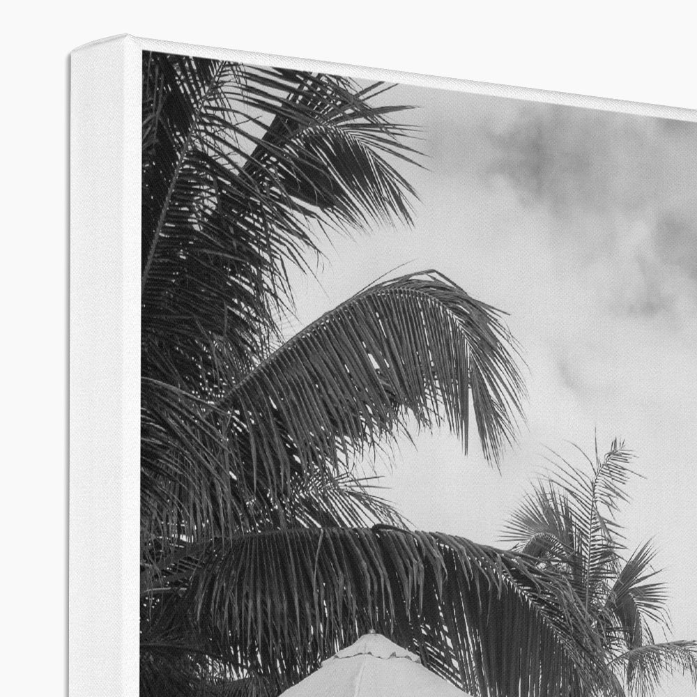 01A The lonely pool, the hidden beach and the palm tree - Black & White fine art photography print - Printed on   Eco Canvas Pimamour Original Pimamour