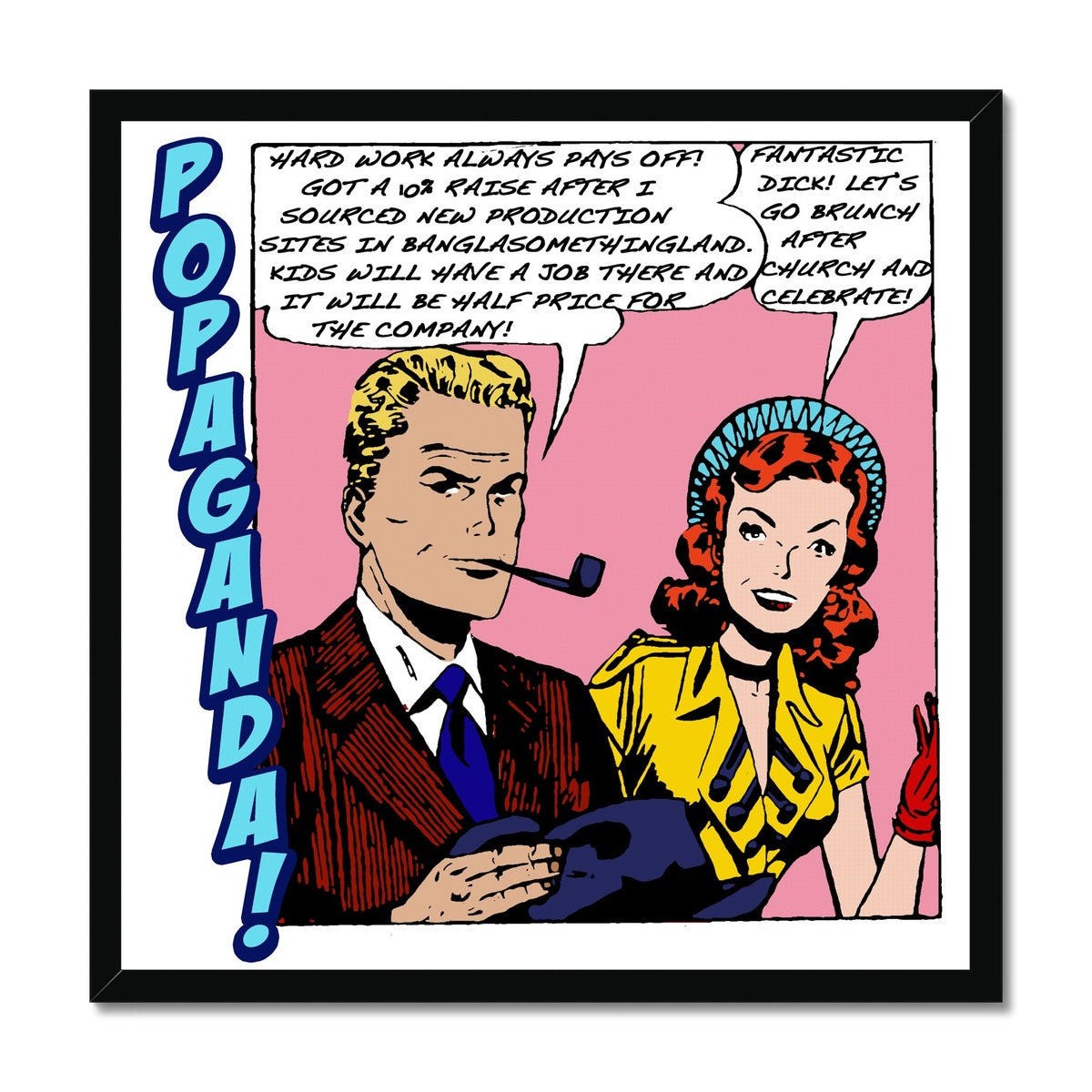 Popaganda Pop Art Vintage Comics 20 Framed Print Pimamour Exclusive Sarcastic & Ironic Lichtenstein-Like Design Pimamour