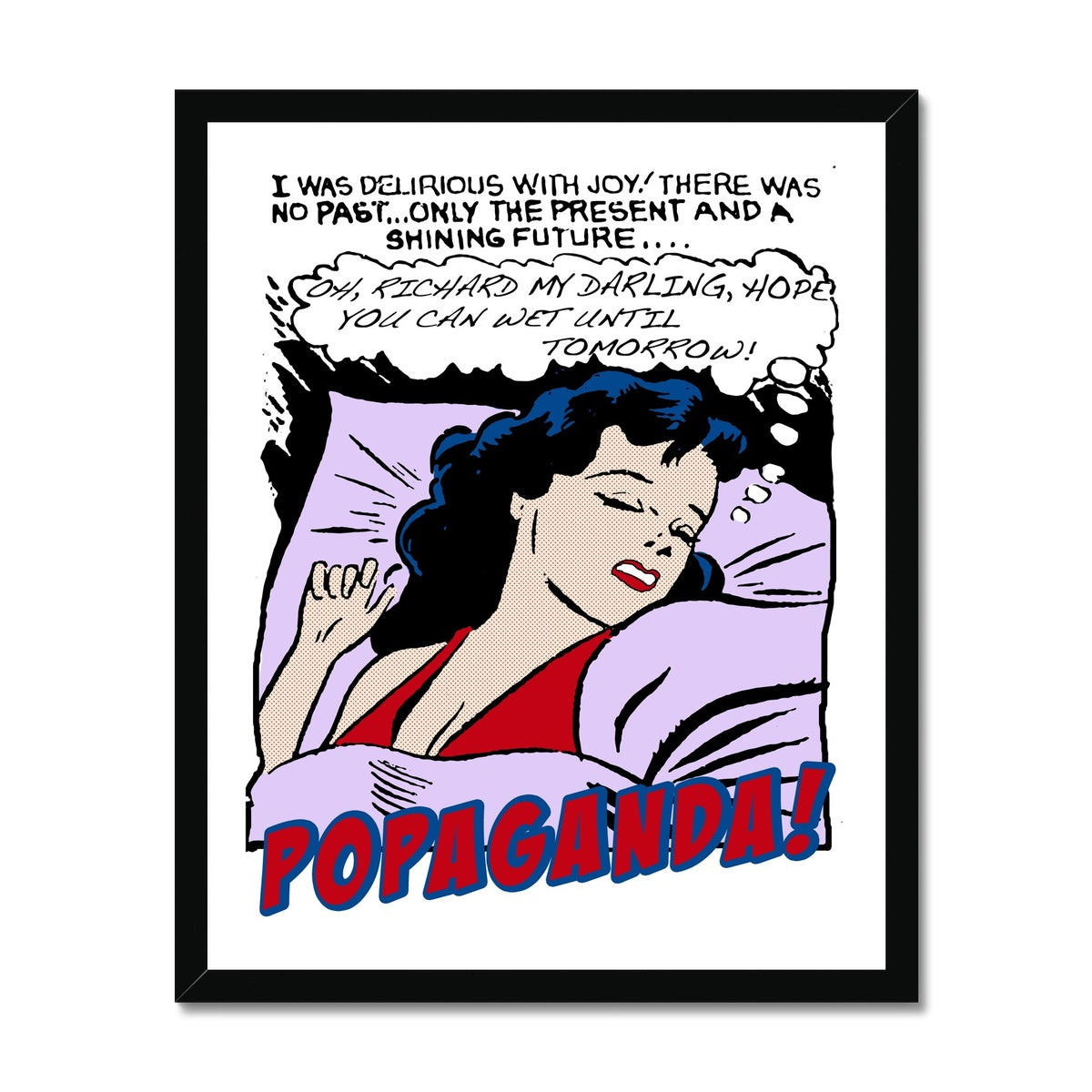 Popaganda Pop Art Vintage Comics 05 Framed Print Pimamour Exclusive Sarcastic & Ironic Lichtenstein-Like Design Pimamour