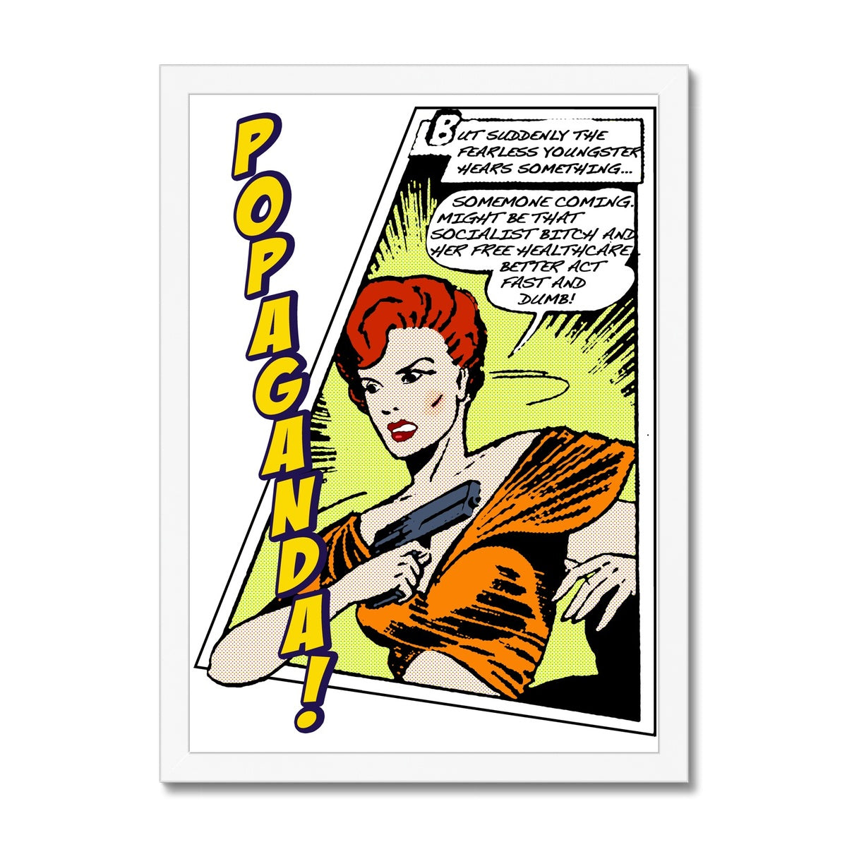 Popaganda Pop Art Vintage Comics 06 Framed Print Pimamour Exclusive Sarcastic & Ironic Lichtenstein-Like Design Pimamour