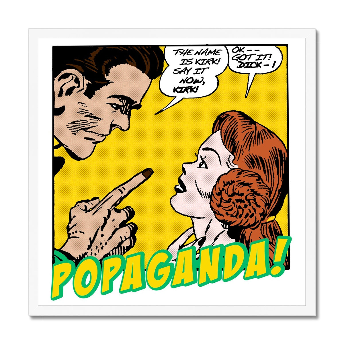 Popaganda Pop Art Vintage Comics 12 Framed Print Pimamour Exclusive Sarcastic & Ironic Lichtenstein-Like Design Pimamour