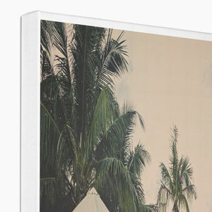 02C The lonely pool, the hidden beach and the palm tree - Vintage colors fine art photography print - Printed on  Eco Canvas Pimamour Original Pimamour