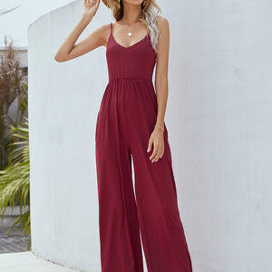 Adjustable Spaghetti Strap Jumpsuit with Pockets Pimamour