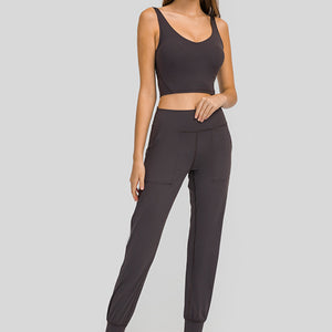 Wide Waistband Slant Pocket Pants Pimamour