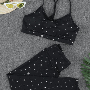 Star Print Sports Bra and Leggings Set Pimamour