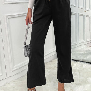 Button Fly Wide Leg Pants Pimamour