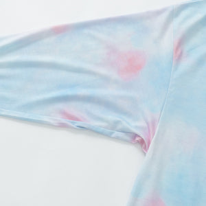 Tie-Dye Boat Neck Batwing Sleeve Tee Pimamour