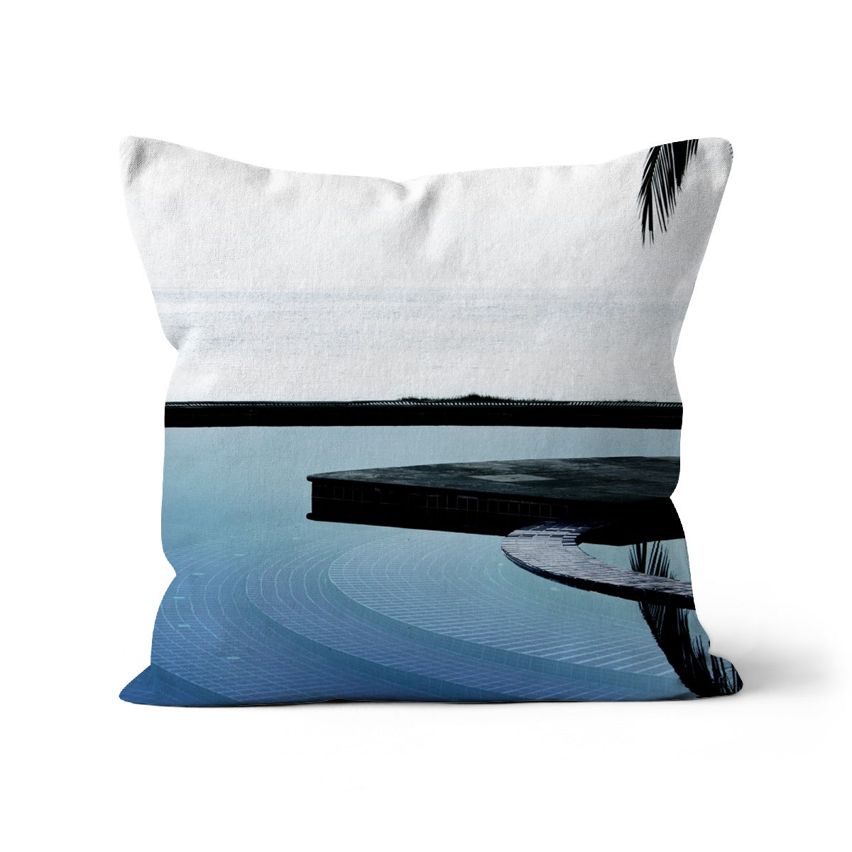 04A The lonely pool and the hidden beach - Cold colors fine art photography print - Printed on  Cushion Pimamour Original Pimamour