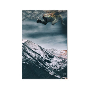 04 - Surreal dreamy poster of the swimming tiger in the sky over the mountain Color C-Type Print Pimamour Original Pimamour