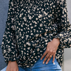 Floral Mock Neck Blouse Pimamour