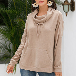 Cowl Neck Drop Shoulder Sweatshirt Pimamour