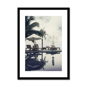 01C The lonely pool, the hidden beach and the palm tree- Faded colors fine art photography print - Printed on     Framed & Mounted Print Pimamour Original Pimamour