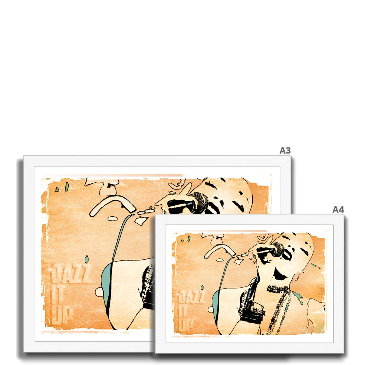 02 Orange Jazz It Up Framed Print Pimamour Exclusive Lady Jazz Singer Music Poster Art Pimamour