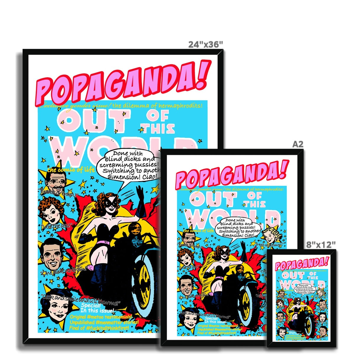 Popaganda Pop Art Vintage Comics 22 Framed Print Pimamour Exclusive Sarcastic & Ironic Lichtenstein-Like Design Pimamour