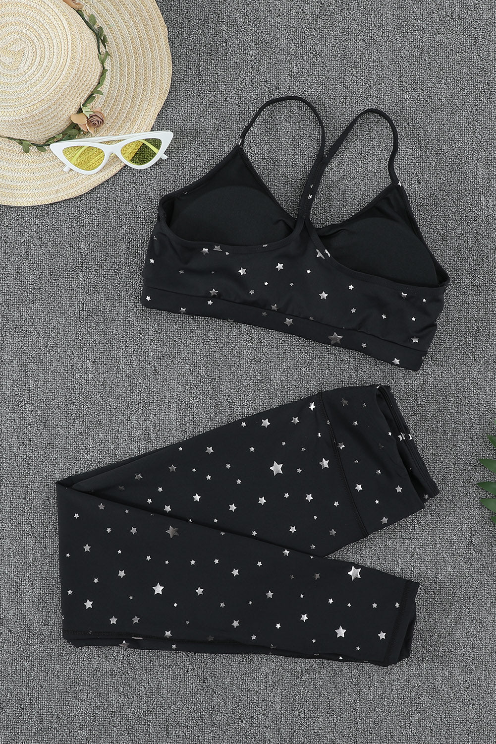 Star Print Sports Bra and Leggings Set Pimamour