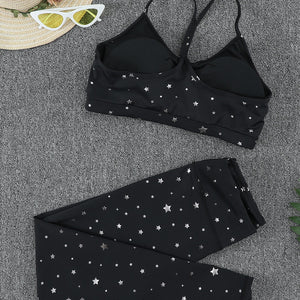 Star Print Sports Bra and Leggings Set Pimamour