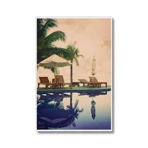 01D The lonely pool, the hidden beach and the palm tree - Vintage colors fine art photography print - Printed on       Eco Canvas Pimamour Original Pimamour