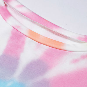 Tie-Dye Boat Neck Batwing Sleeve Tee Pimamour