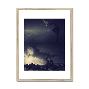 03 - Surreal dreamy poster of the dancing horse floating in the sky over the desert, wrapped in the night Brandon Framed & Mounted Print Pimamour Original Pimamour