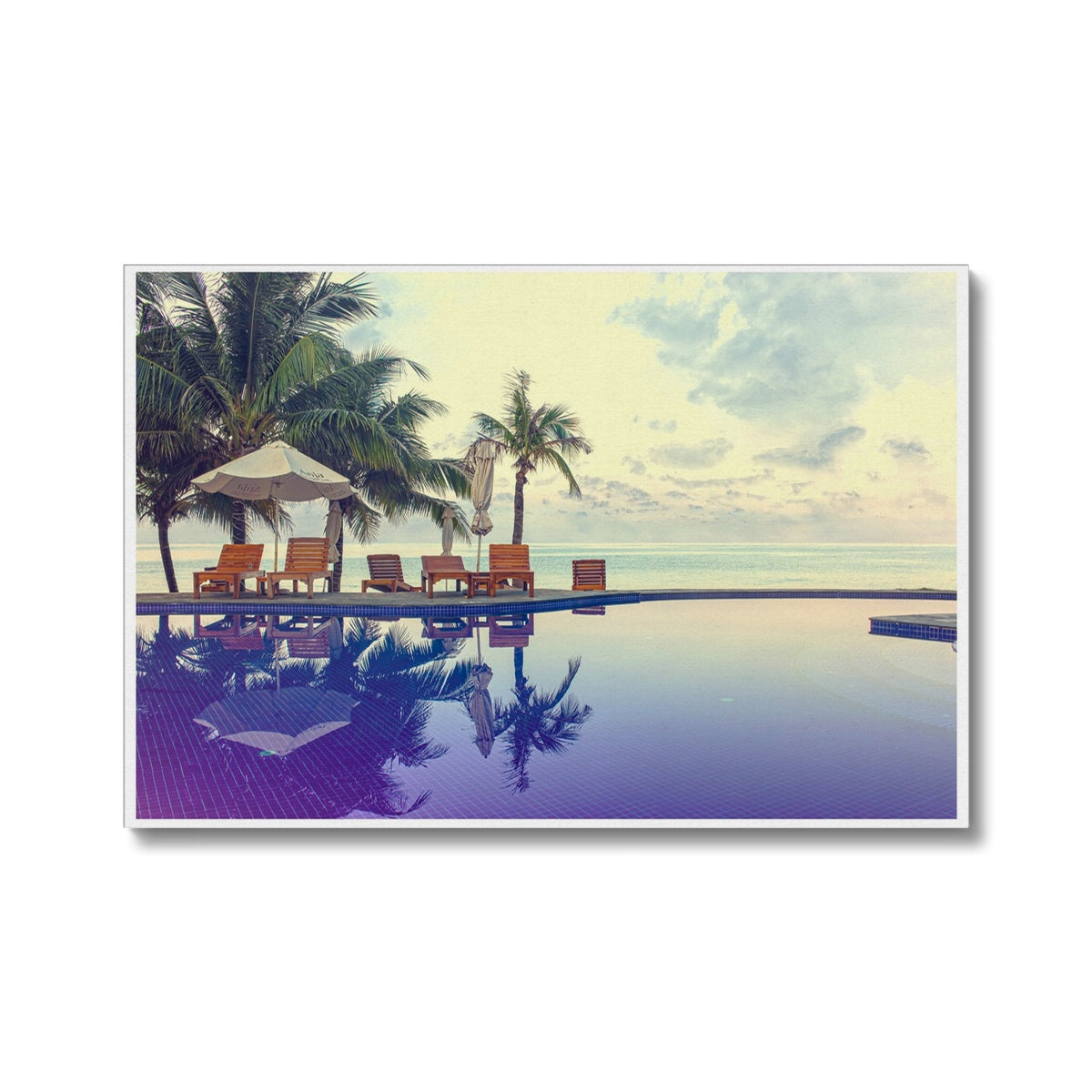 02D The lonely pool, the hidden beach and the palm tree - Color fine art photography print - Printed on  Eco Canvas Pimamour Original Pimamour