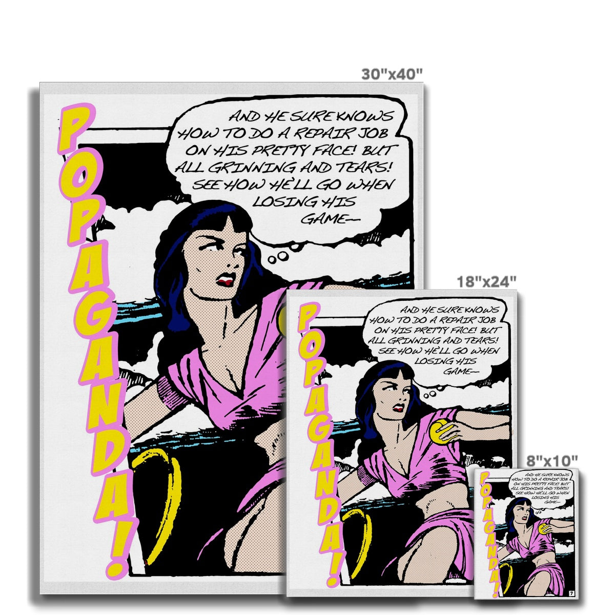 Popaganda Pop Art Vintage Comics 08 Canvas Pimamour Exclusive Sarcastic & Ironic Lichtenstein-Like Design Pimamour